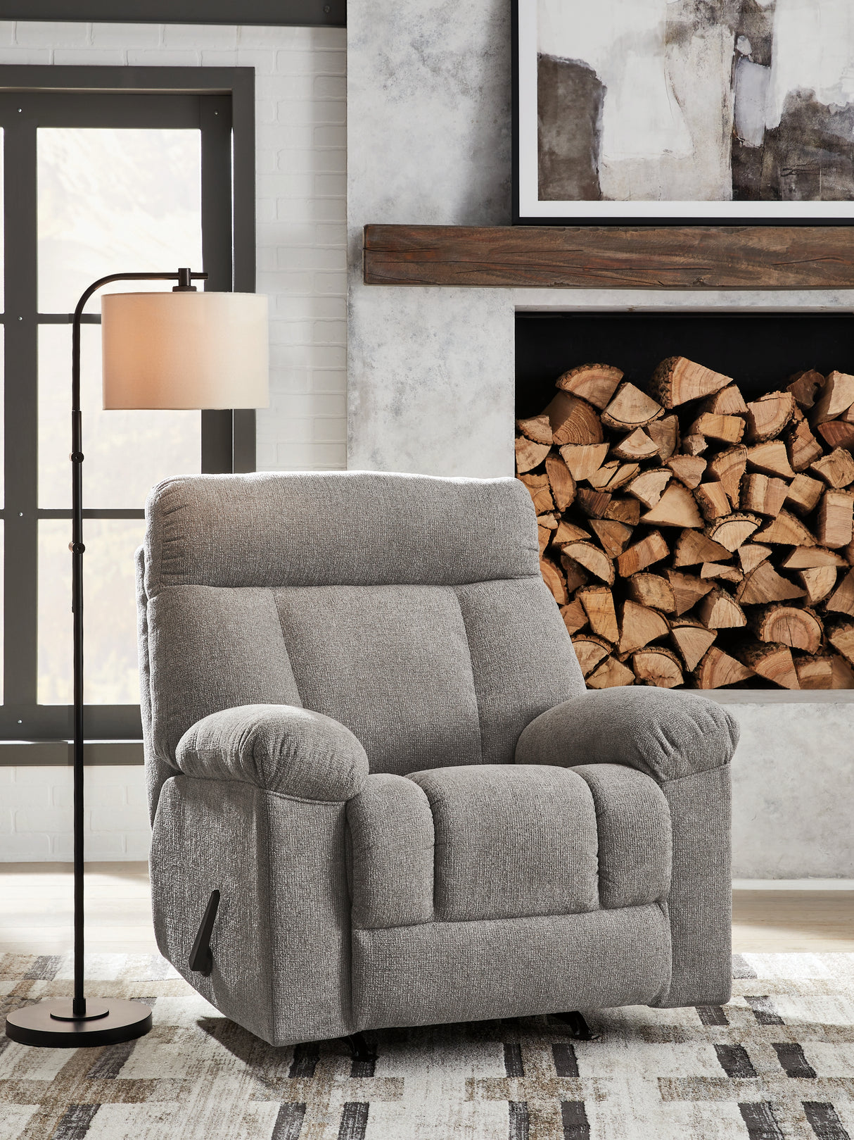 Mega Furniture - Ashley Furniture - Hoyne Park Living Room - Rocker Recliner / Smoke - PC8281625