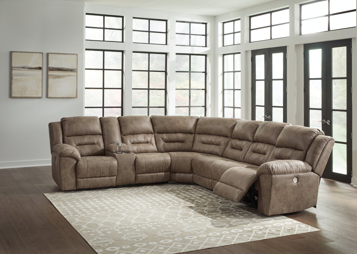 Mega Furniture - Ashley Furniture - Ravenel Sectional - 4-Piece Power Reclining Sectional / Fossil - 83106S3