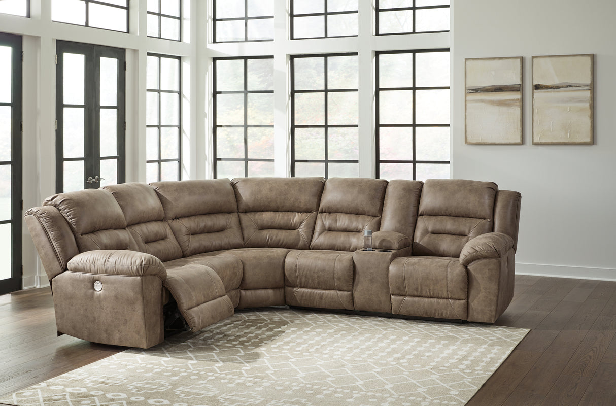 Mega Furniture - Ashley Furniture - Ravenel Sectional - 3-Piece Power Reclining Sectional / Fossil - 83106S2
