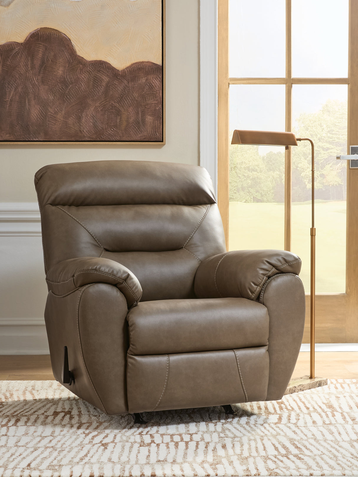 Mega Furniture - Ashley Furniture - Elksworth Living Room - Rocker Recliner / Biscotti - PC8400225