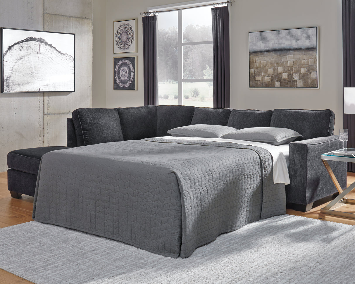 Mega Furniture - Ashley Furniture - Altari Sectional - RAF 2-Piece Sleeper Sectional with Chaise / Slate - 87213S4