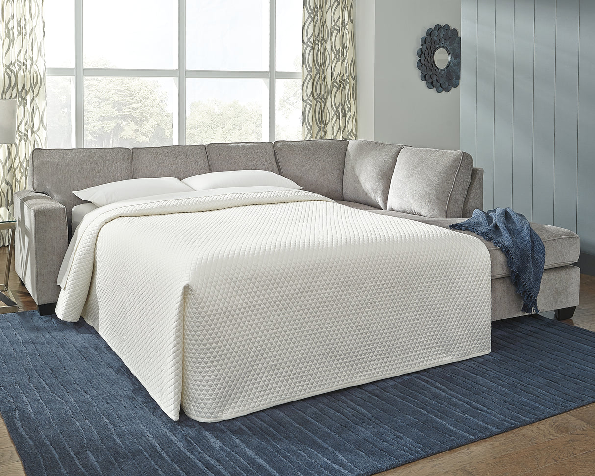 Mega Furniture - Ashley Furniture - Altari Sectional - 2-Piece Sleeper Sectional with Chaise / Alloy - 87214S3