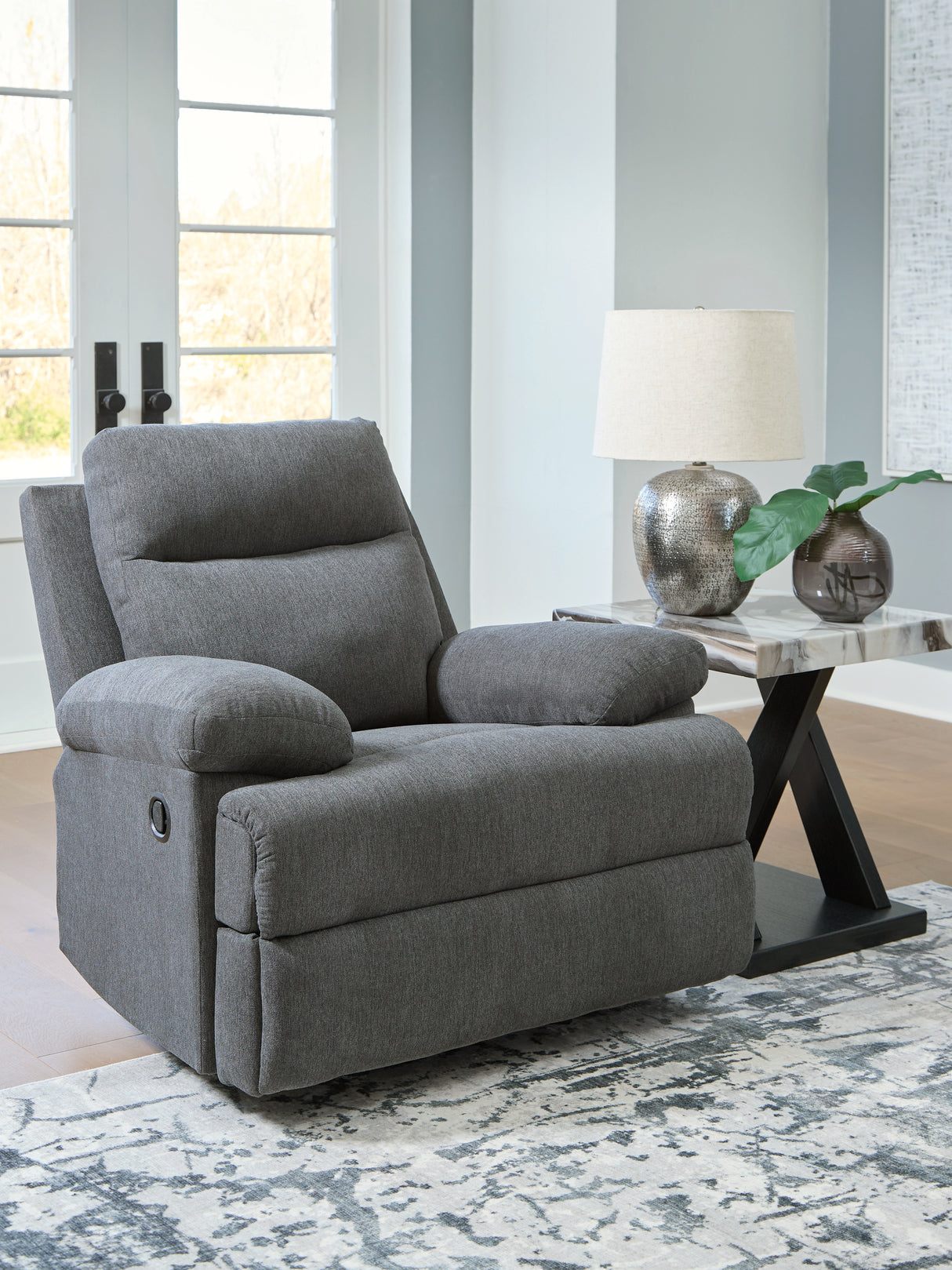Mega Furniture - Ashley Furniture - Side-Swipe Living Room - Rocker Recliner / Charcoal - PC9140625