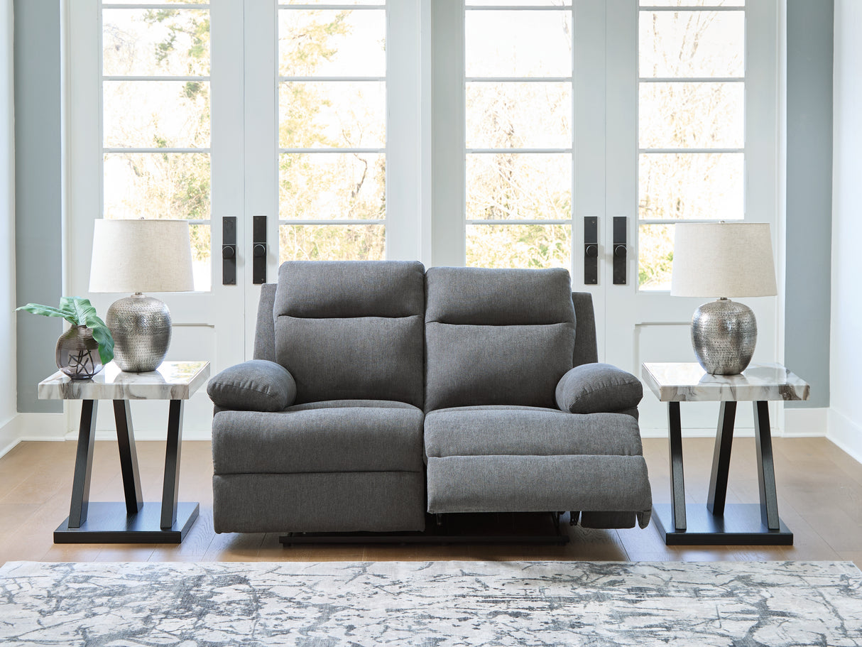 Mega Furniture - Ashley Furniture - Side-Swipe Living Room - Reclining Loveseat / Charcoal - PC9140686