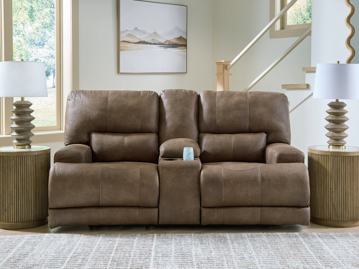 Mega Furniture - Ashley Furniture - Beckley Place Living Room - PWR REC Loveseat/CON/ADJ HDRST / Earth - PC9180218