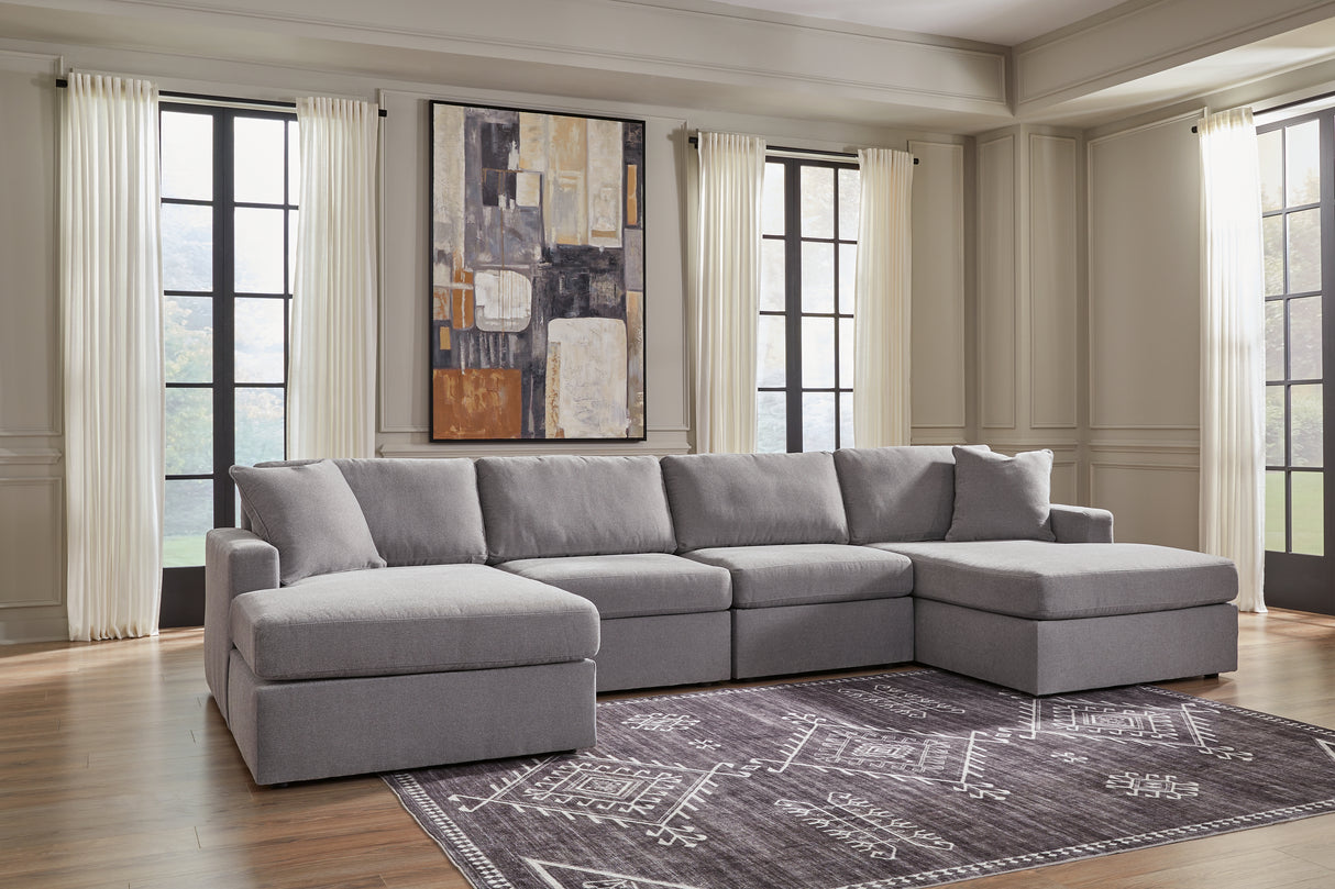 Mega Furniture - Ashley Furniture - Modmax Sectional - RAF 4-Piece Sectional with Chaise / Granite - 92104S19