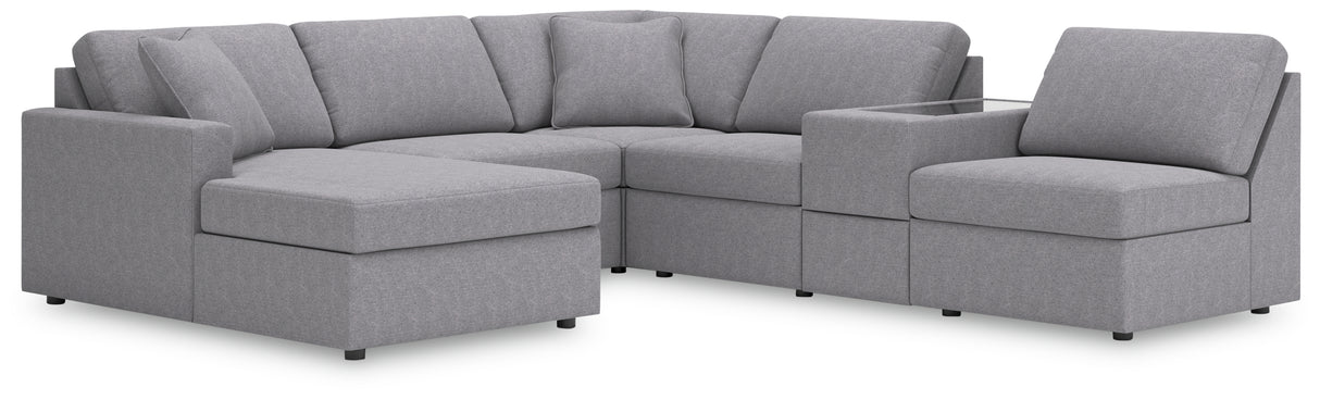 Mega Furniture - Ashley Furniture - Modmax Sectional - RAF 6-Piece Sectional with Chaise / Granite - 92104S21