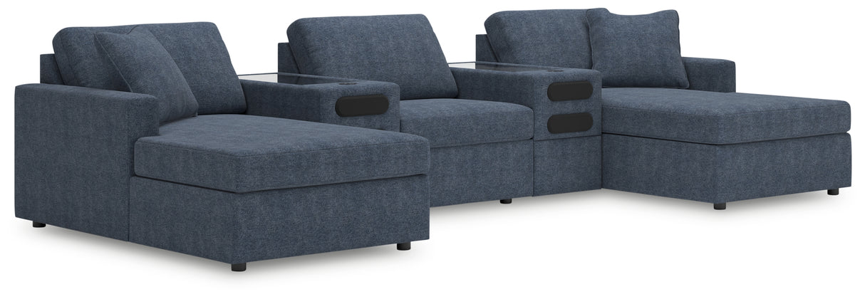 Mega Furniture - Ashley Furniture - Modmax Sectional - RAF 5-Piece Double Chaise with Audio Consoles / Ink - 92121S49