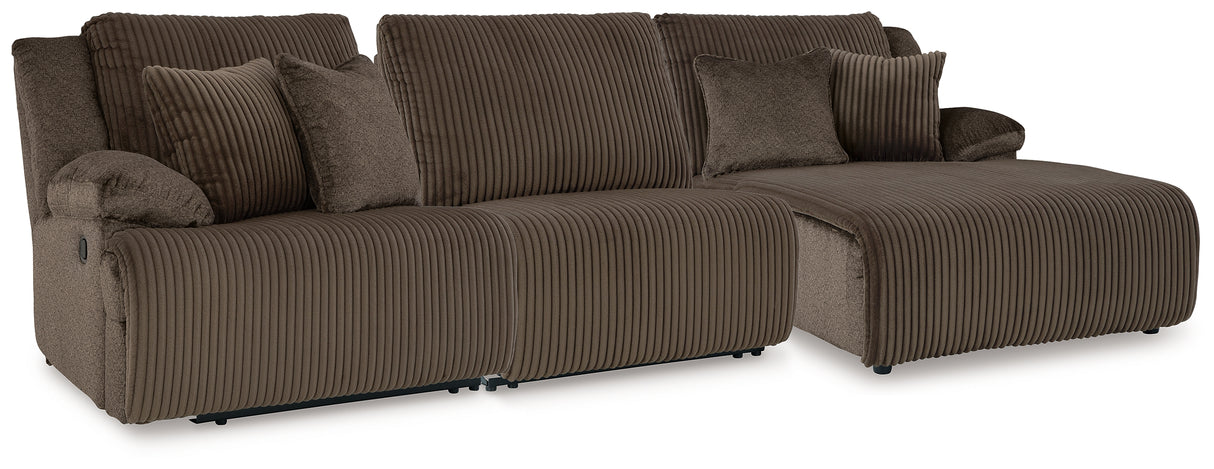 Mega Furniture - Ashley Furniture - Top Tier Sectional - 3-Piece Reclining Sofa Chaise Sectional / Chocolate - 92705S10