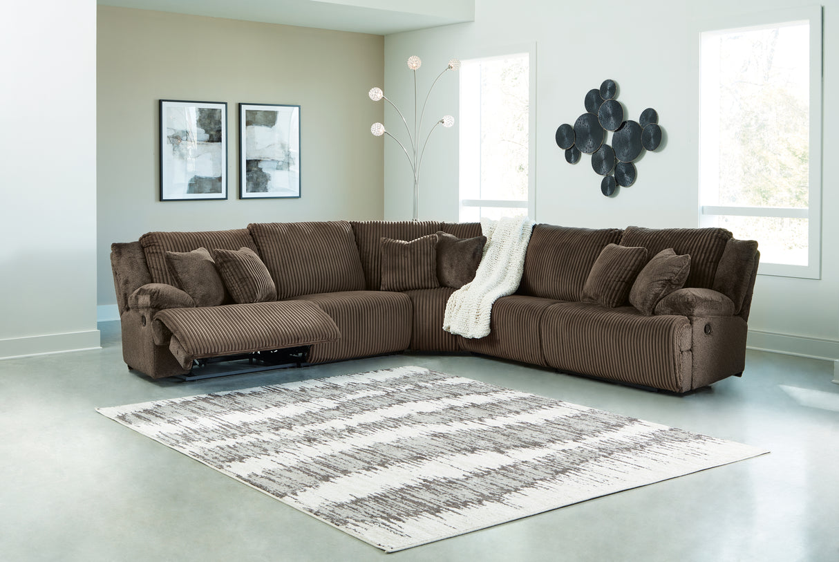 Mega Furniture - Ashley Furniture - Top Tier Sectional - 5-Piece Reclining Sectional / Chocolate - 92705S3