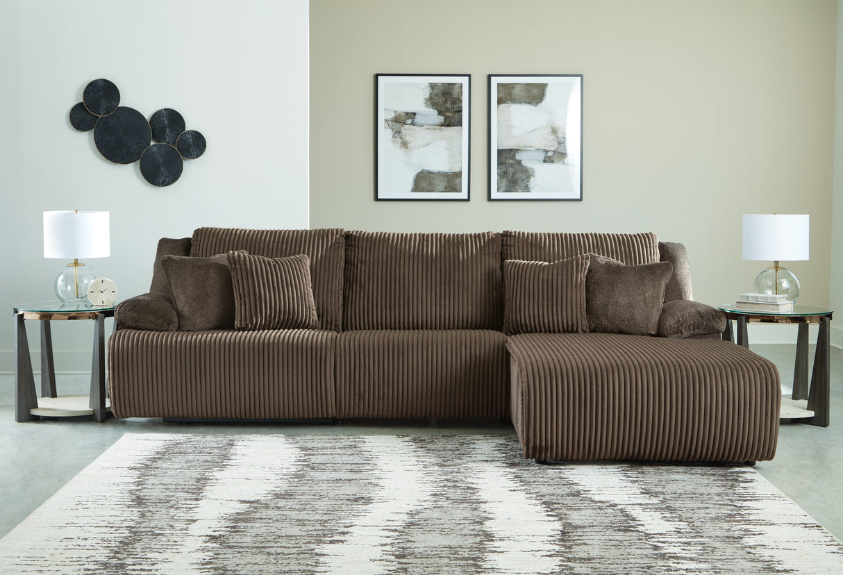 Mega Furniture - Ashley Furniture - Top Tier Sectional - 3-Piece Sectional Sofa Chaise / Chocolate - 92705S6