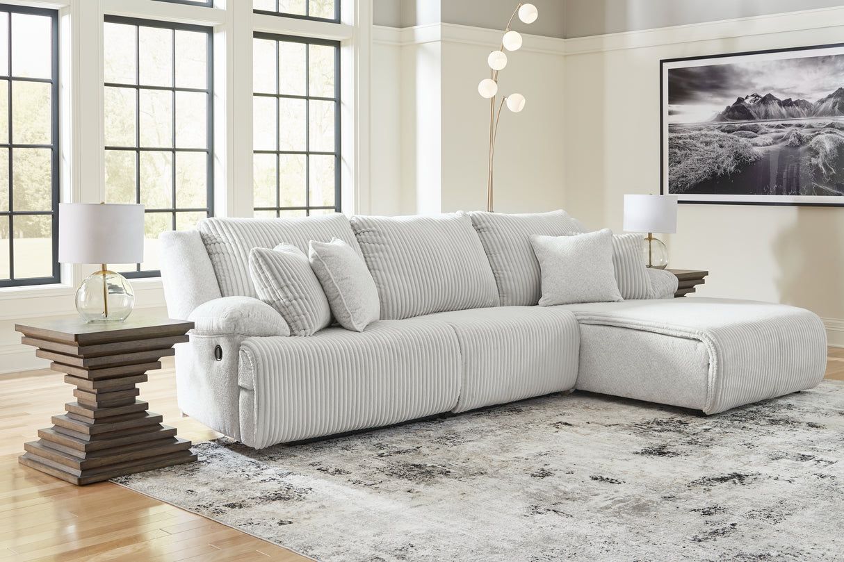 Mega Furniture - Ashley Furniture - Top Tier Sectional - 3-Piece Reclining Sectional Sofa Chaise / Alloy - 92706S6