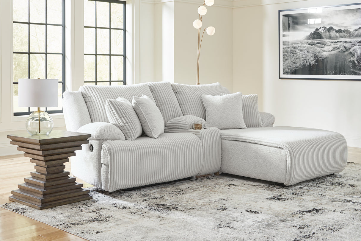 Mega Furniture - Ashley Furniture - Top Tier Sectional - 3-Piece Reclining Sectional Sofa with Chaise / Alloy - 92706S4
