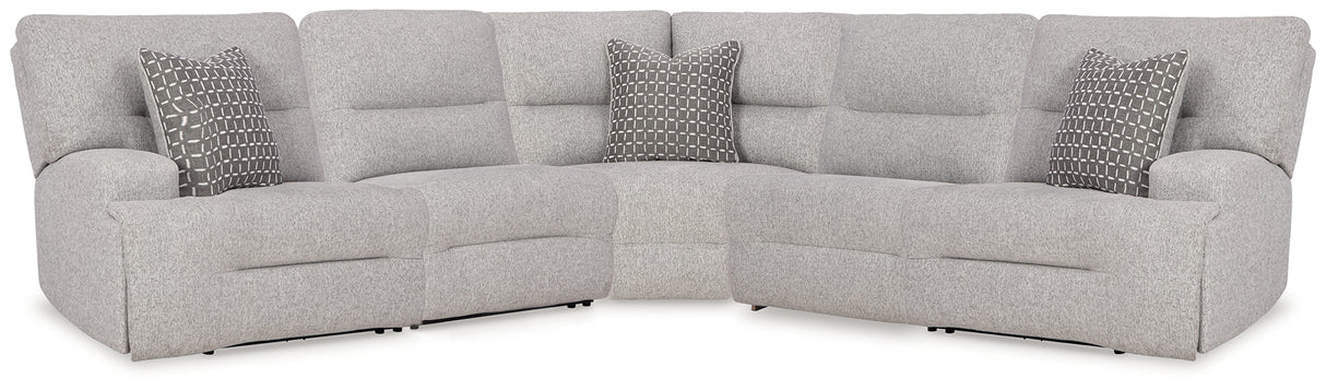 Mega Furniture - Ashley Furniture - Acklen Place Sectional - 5-Piece Power Reclining Sectional / Pewter - 93605S3
