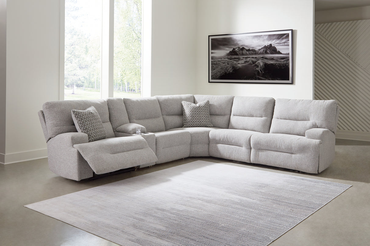Mega Furniture - Ashley Furniture - Acklen Place Sectional - 6-Piece Power Reclining Sectional / Pewter - 93605S9