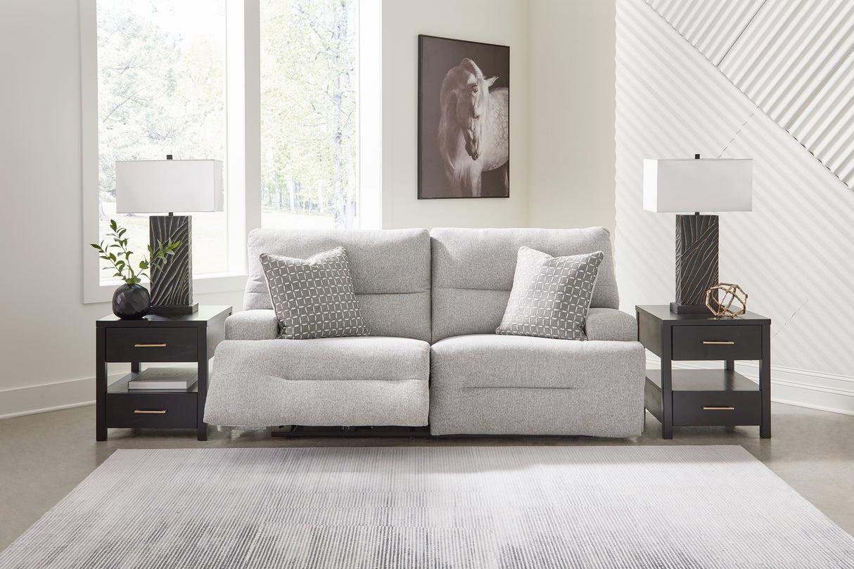 Mega Furniture - Ashley Furniture - Acklen Place Sectional - 2-Piece Power Reclining Sectional Loveseat / Pewter - 93605S16