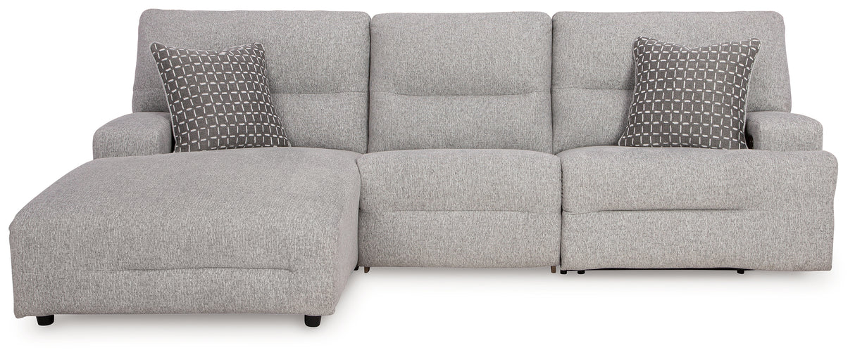 Mega Furniture - Ashley Furniture - Acklen Place Sectional - 3-Piece Power Reclining Sectional / Pewter - 93605S7