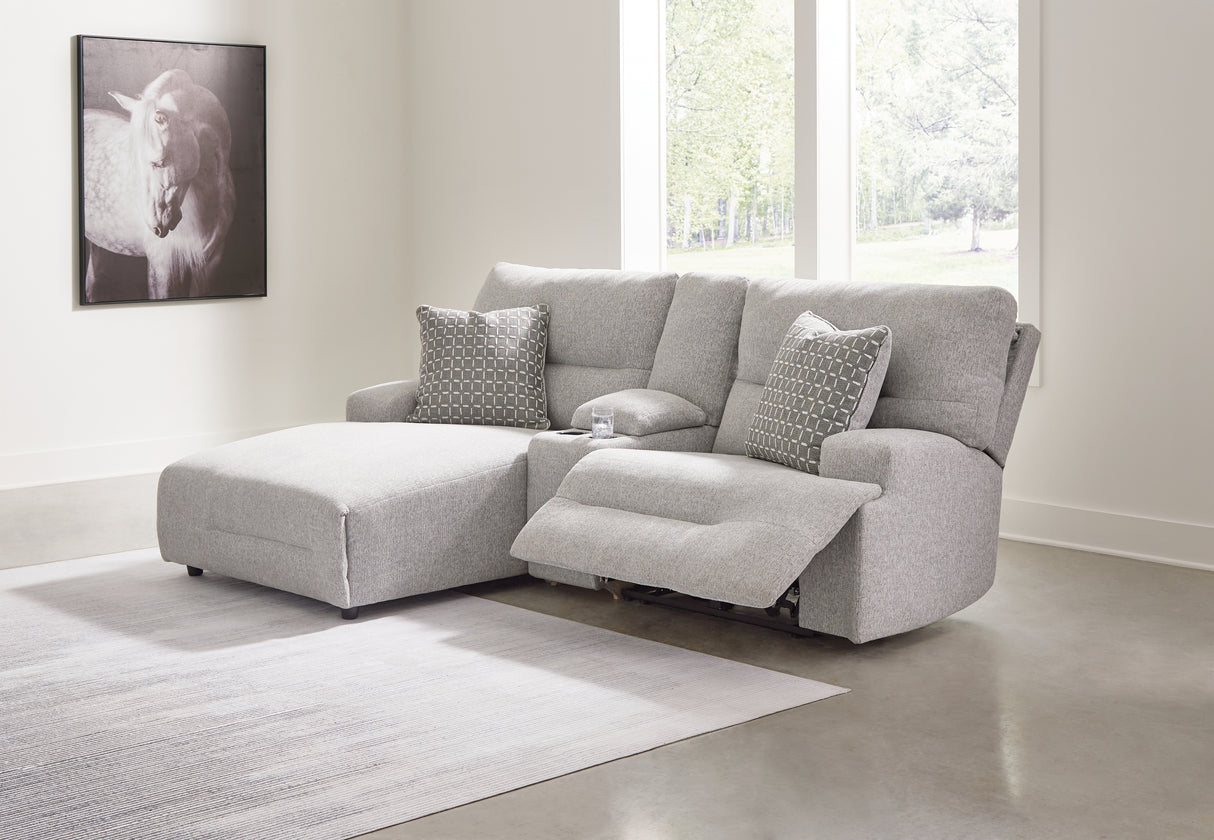 Mega Furniture - Ashley Furniture - Acklen Place Sectional - 3-Piece Power Reclining Sectional Sofa with Chaise / Pewter - 93605S5