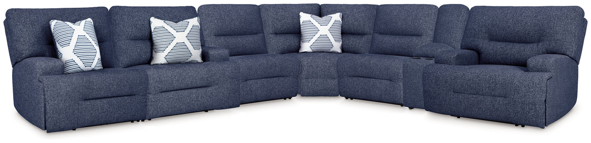 Mega Furniture - Ashley Furniture - Acklen Place Sectional - 7-Piece Power Reclining Sectional / Navy - 93607S8