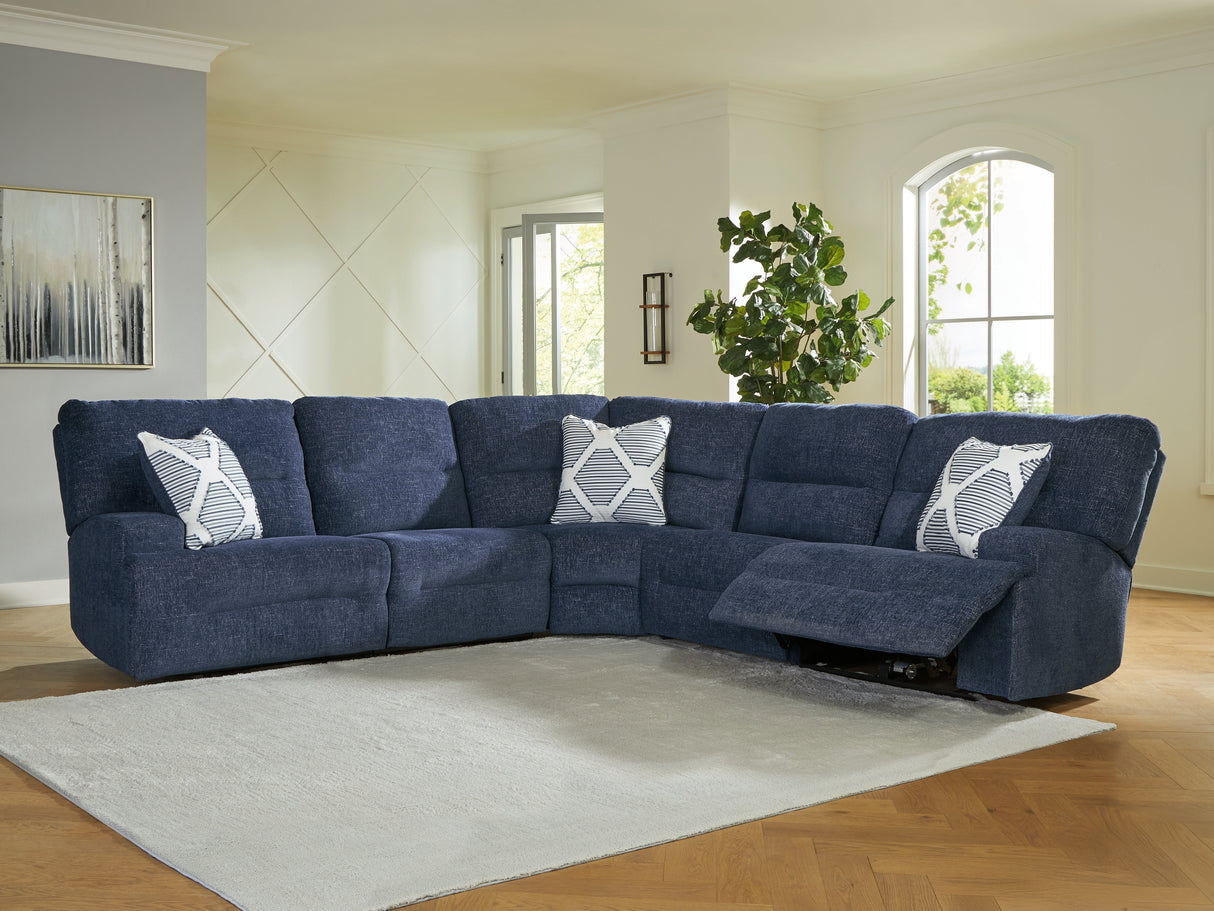 Mega Furniture - Ashley Furniture - Acklen Place Sectional - 5-Piece Power Reclining Sectional / Navy - 93607S3