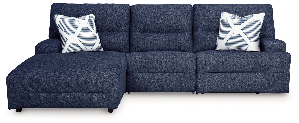 Mega Furniture - Ashley Furniture - Acklen Place Sectional - 3-Piece Power Reclining Sectional / Navy - 93607S7
