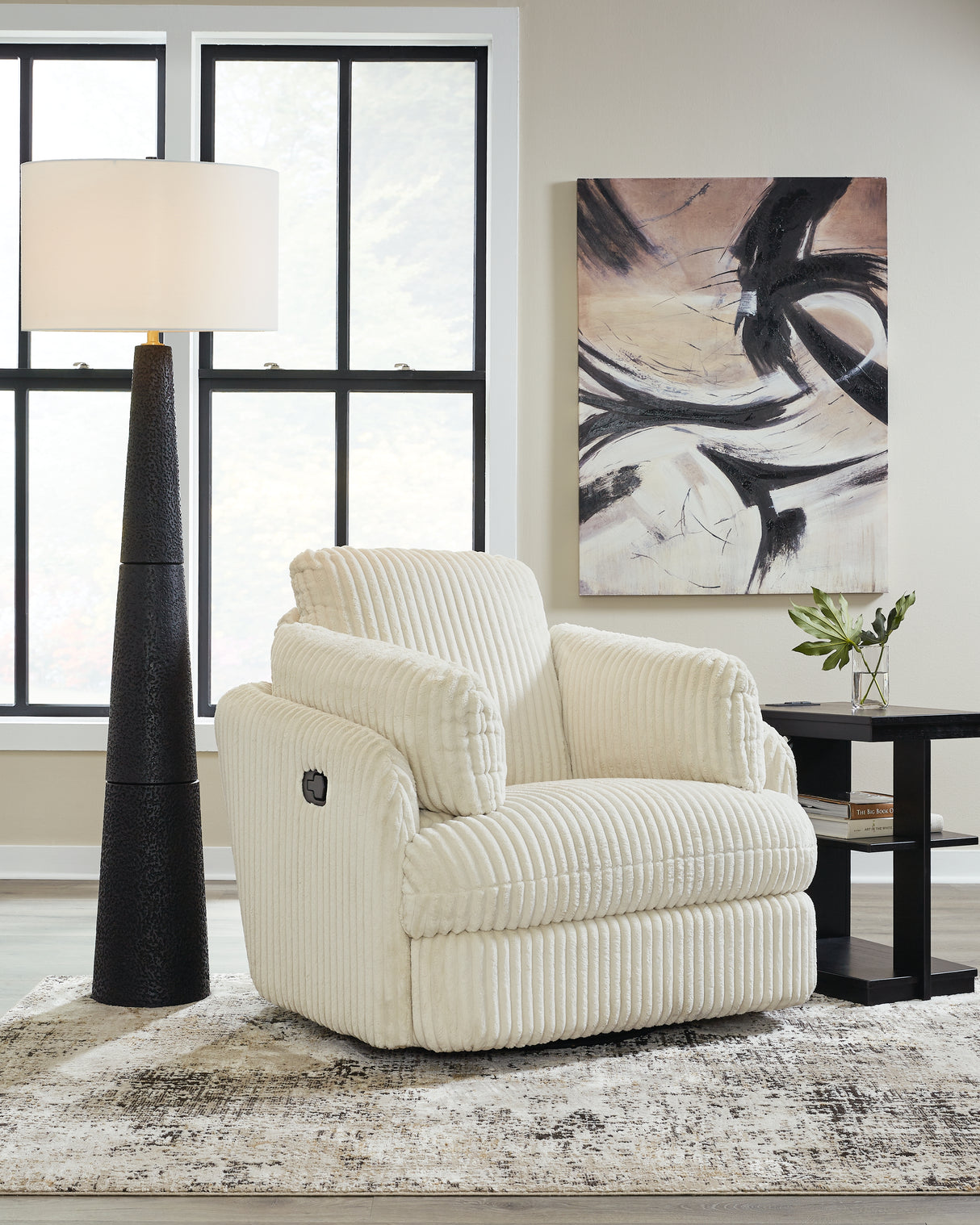 Mega Furniture - Ashley Furniture - Tie-Breaker Living Room - Swivel Glider Recliner / Ivory - 9490261