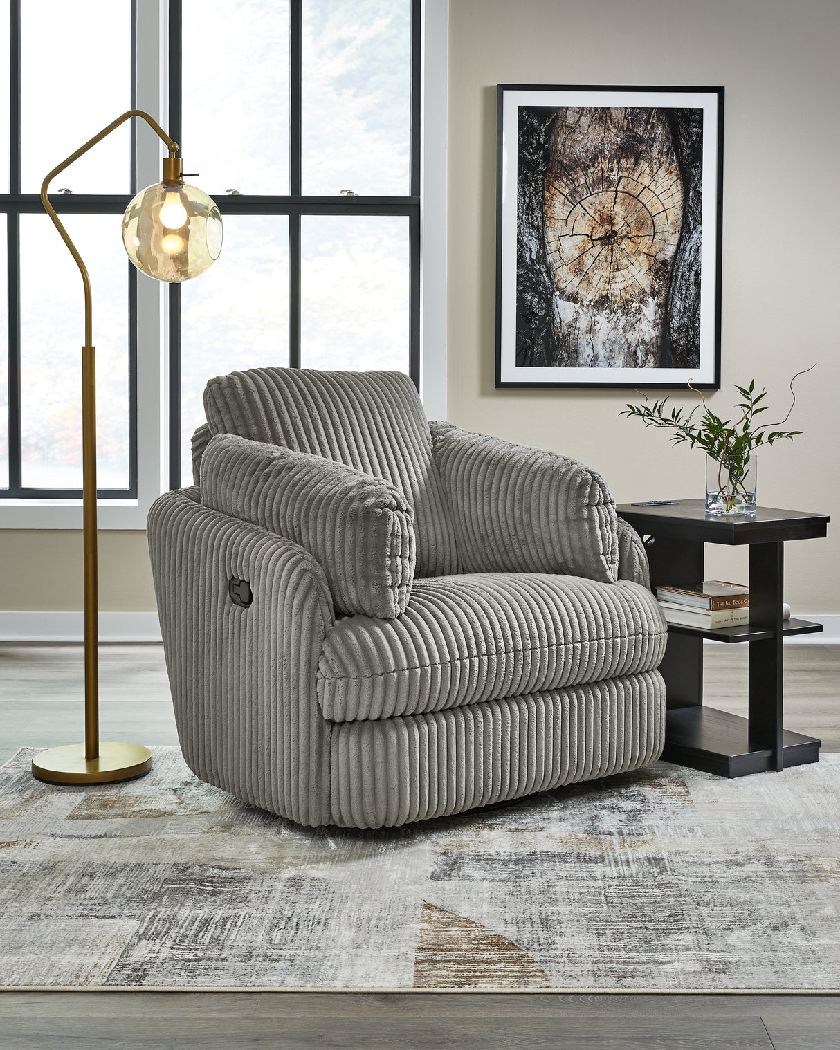 Mega Furniture - Ashley Furniture - Tie-Breaker Living Room - Swivel Glider Recliner / Ivory - 9490261