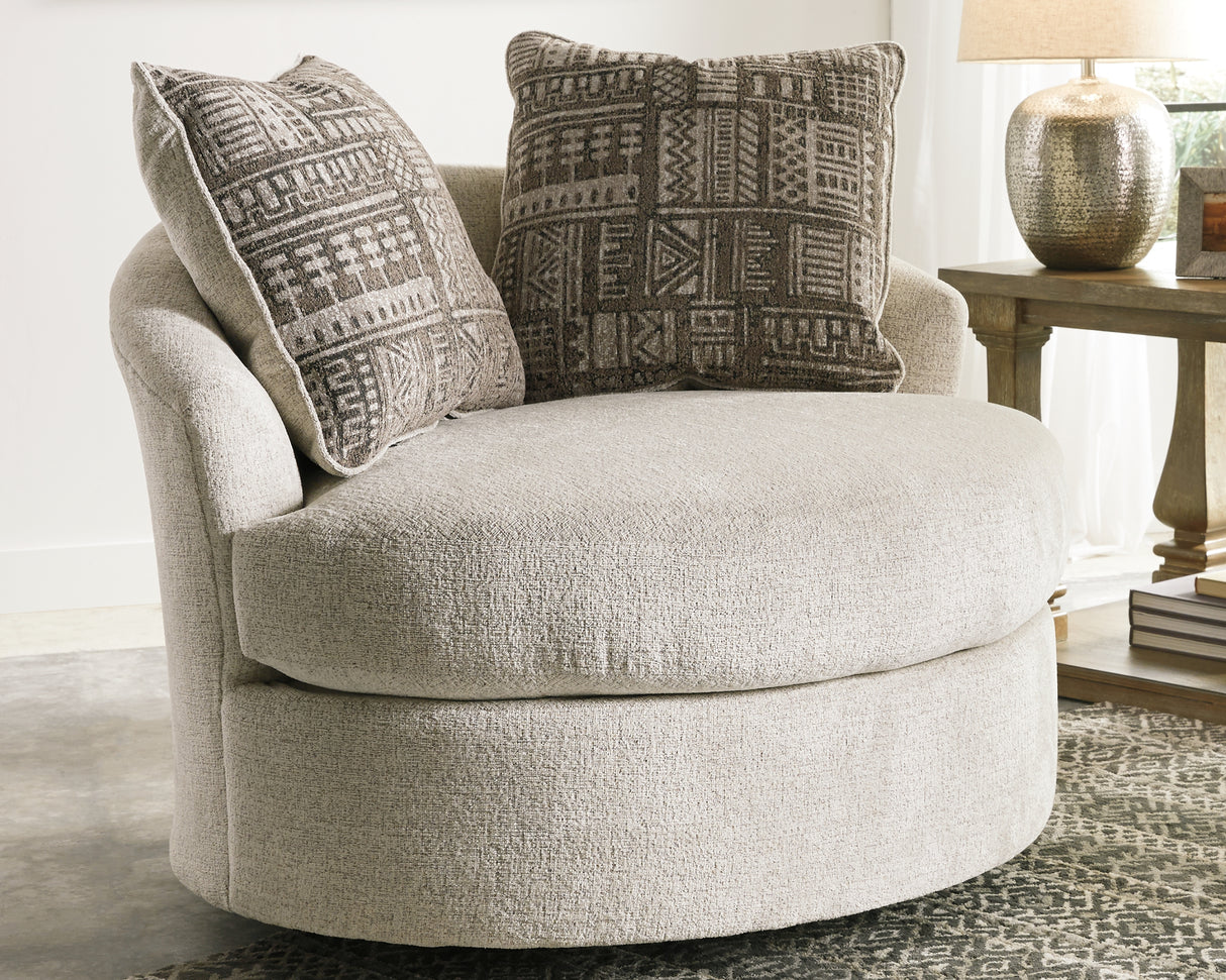 Mega Furniture - Ashley Furniture - Soletren Living Room - Swivel Accent Chair / Stone - 9510444