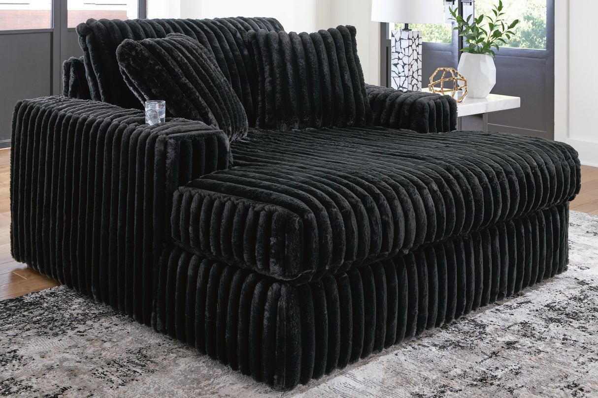 Mega Furniture - Ashley Furniture - Midnight-Madness Living Room - Oversized Chaise / Onyx - 9810315