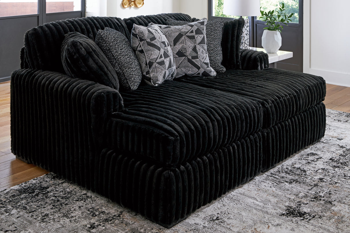 Mega Furniture - Ashley Furniture - Midnight-Madness Sectional - RAF Super Chaise / Onyx - 98103S8