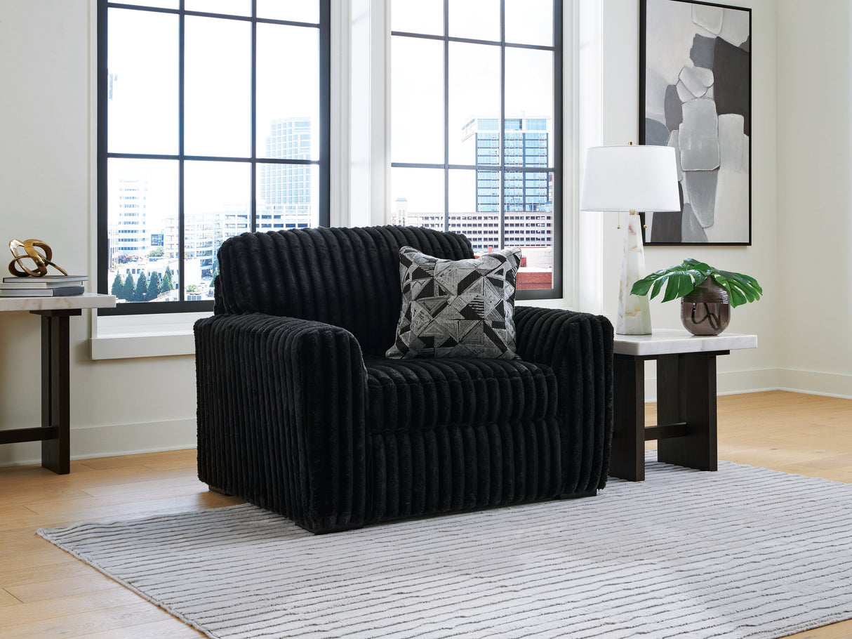 Mega Furniture - Ashley Furniture - Midnight-Madness Living Room - Chair and a Half / Onyx - 9810323