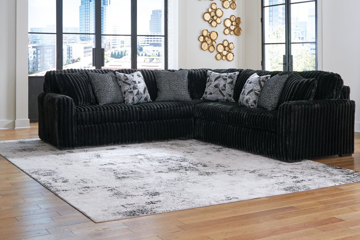 Mega Furniture - Ashley Furniture - Midnight-Madness Sectional - LAF 3-Piece Sectional / Onyx - 98103S6