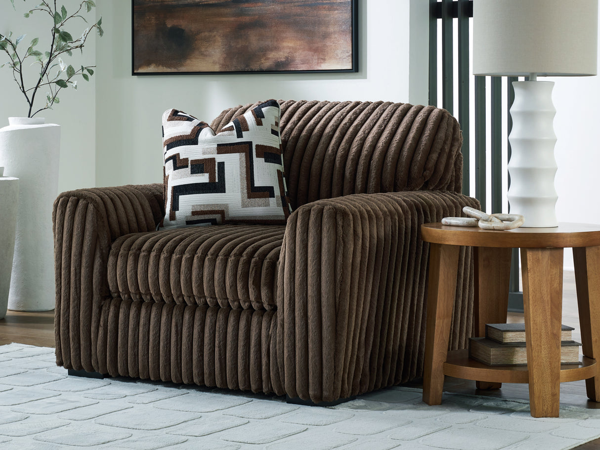 Mega Furniture - Ashley Furniture - Midnight-Madness Living Room - Chair and a Half / Chocolate - 9810423