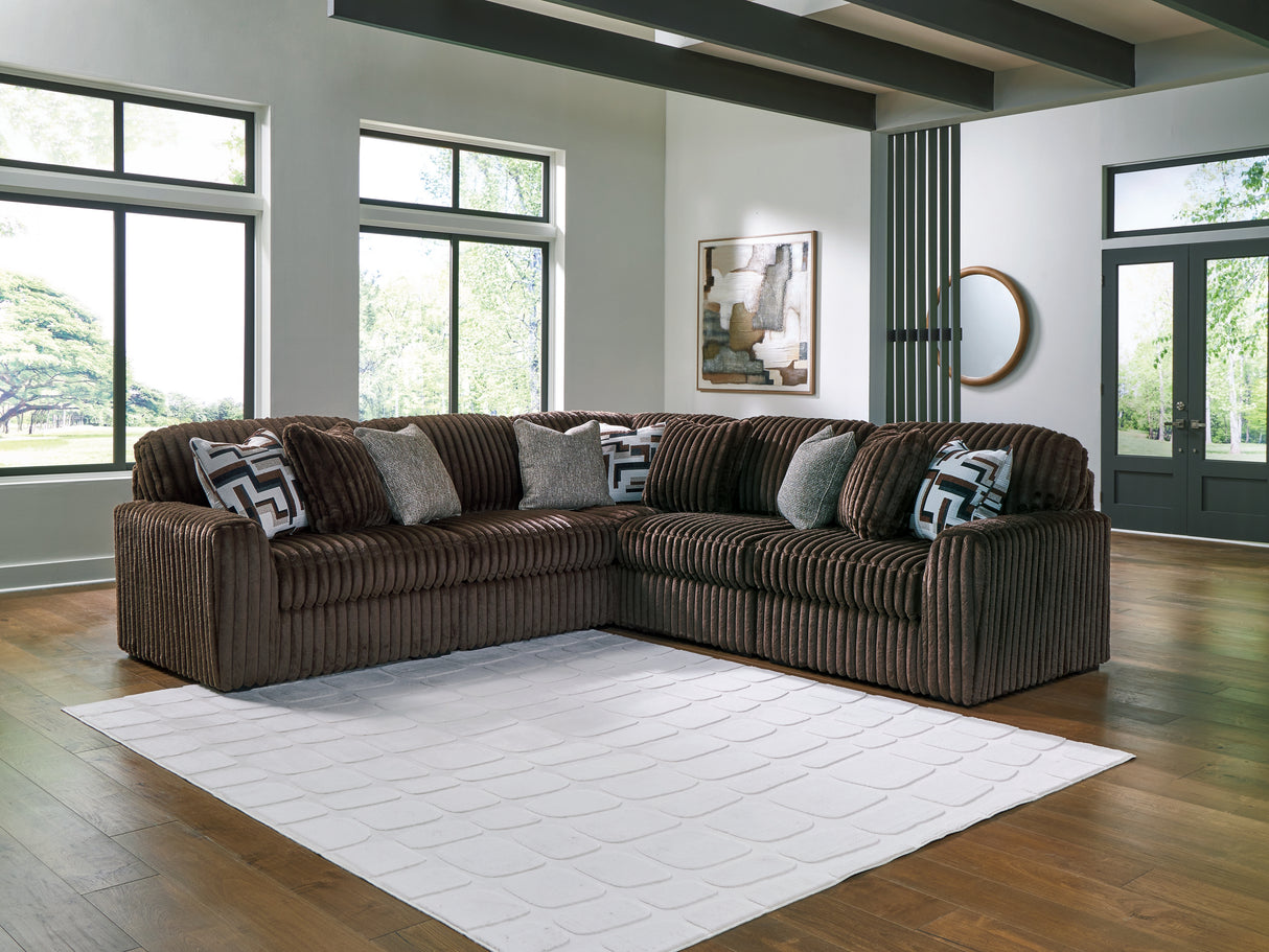 Mega Furniture - Ashley Furniture - Midnight-Madness Sectional - RAF 5-Piece Sectional / Chocolate - 98104S26