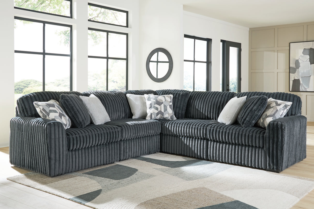 Mega Furniture - Ashley Furniture - Midnight-Madness Sectional - RAF 5-Piece Sectional / Gunmetal - 98105S27