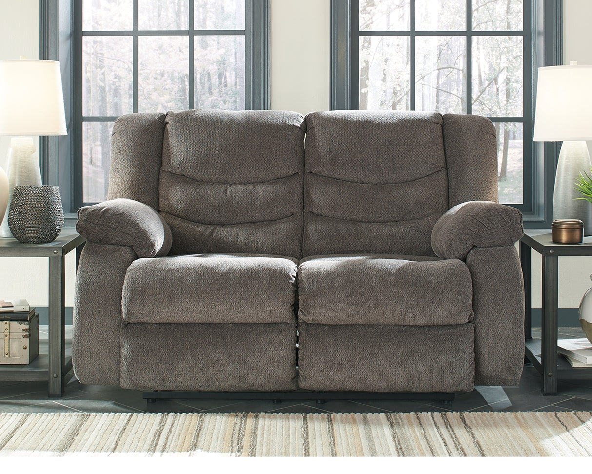 Mega Furniture - Ashley Furniture - Tulen Living Room - Reclining Loveseat / Gray - 9860686