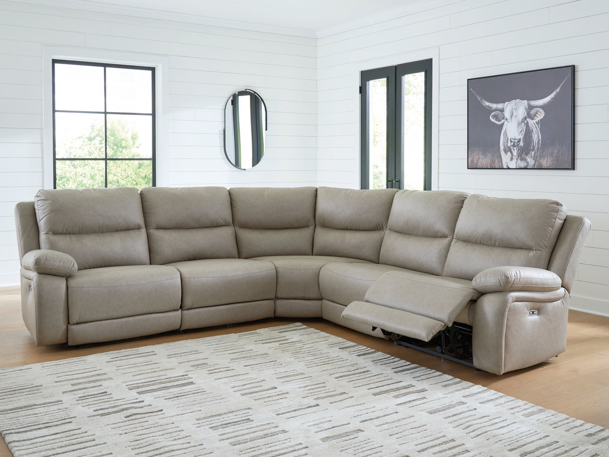 Mega Furniture - Ashley Furniture - Narwhal Place Sectional - 6-Piece Reclining Sectional with Storage Console / Pebble - PC99201S36