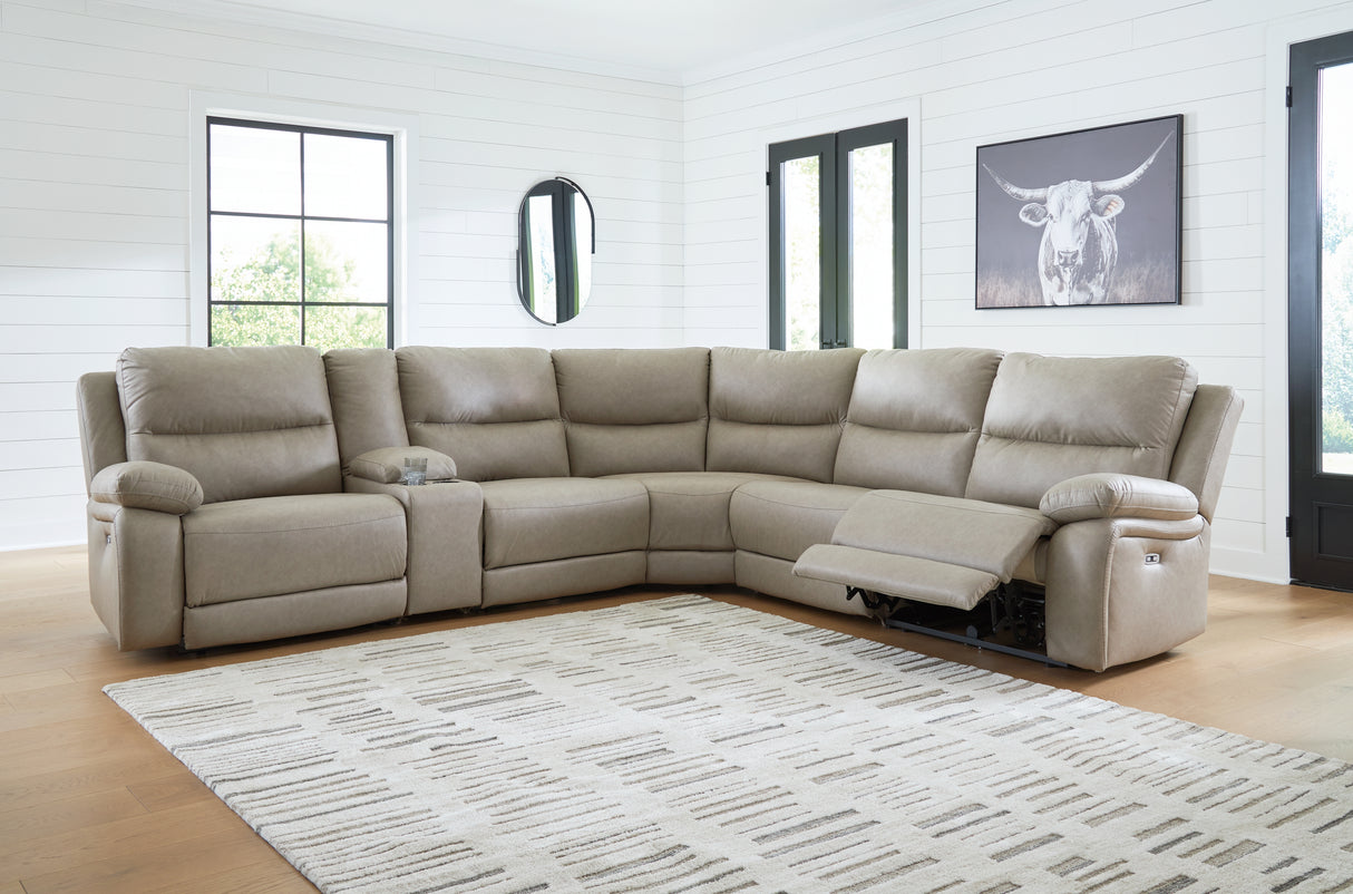 Mega Furniture - Ashley Furniture - Narwhal Place Sectional - 6-Piece Power Reclining Sectional / Pebble - PC99201S10
