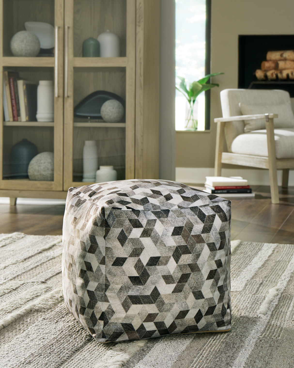 Mega Furniture - Ashley Furniture - Albermarle Pouf - Pouf / Gray/Brown - A1000983