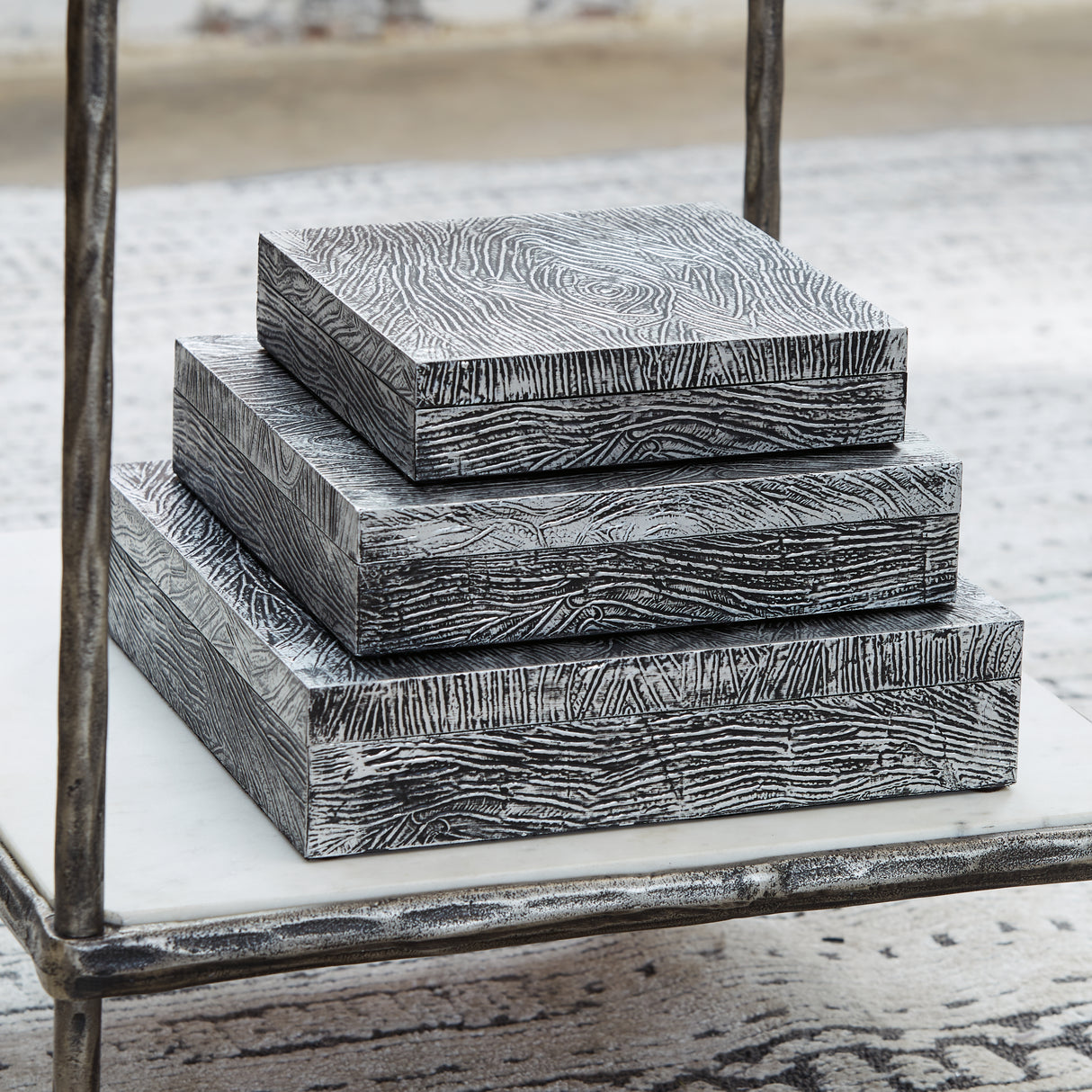 Mega Furniture - Ashley Furniture - Keldy Box (Set of 3) - Box Set (3/CN) / Antique Pewter Finish - A2000491