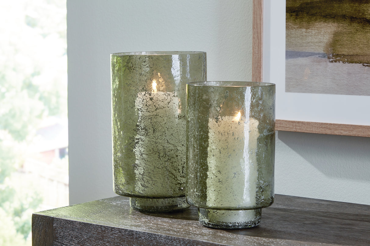 Mega Furniture - Ashley Furniture - Clarkton Candle Holder - Candle Holder Set (Set of 2) / Green - A2000623