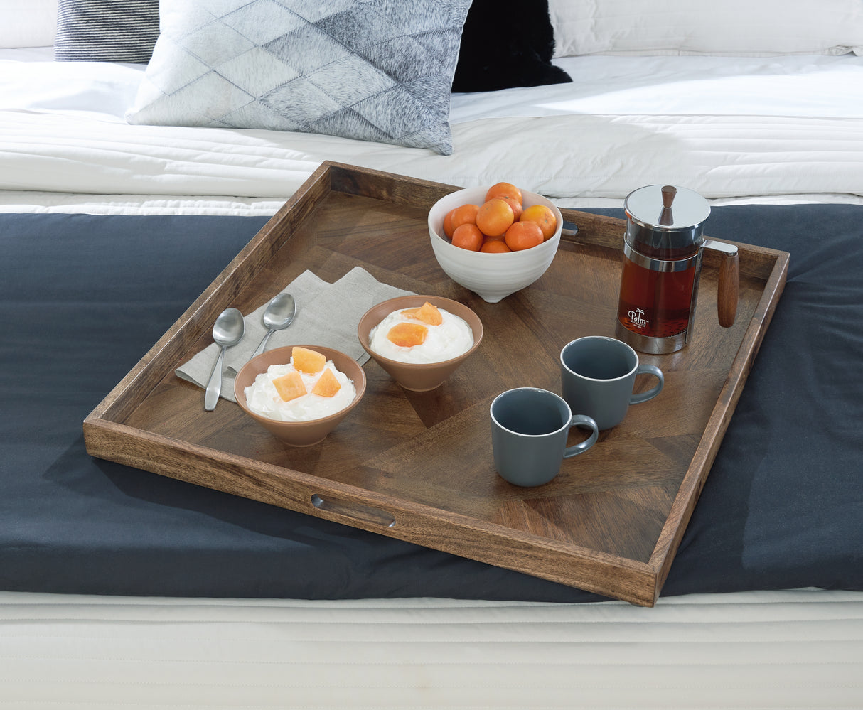 Mega Furniture - Ashley Furniture - Heddford Tray - Tray / Brown - A2000722