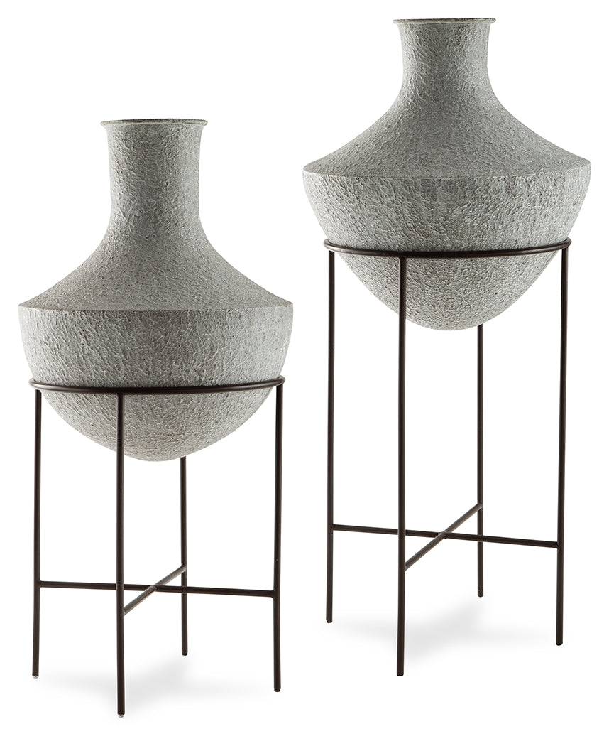 Mega Furniture - Ashley Furniture - Estonbank Vase - Vase Set / Distressed Cream - A2000747A1