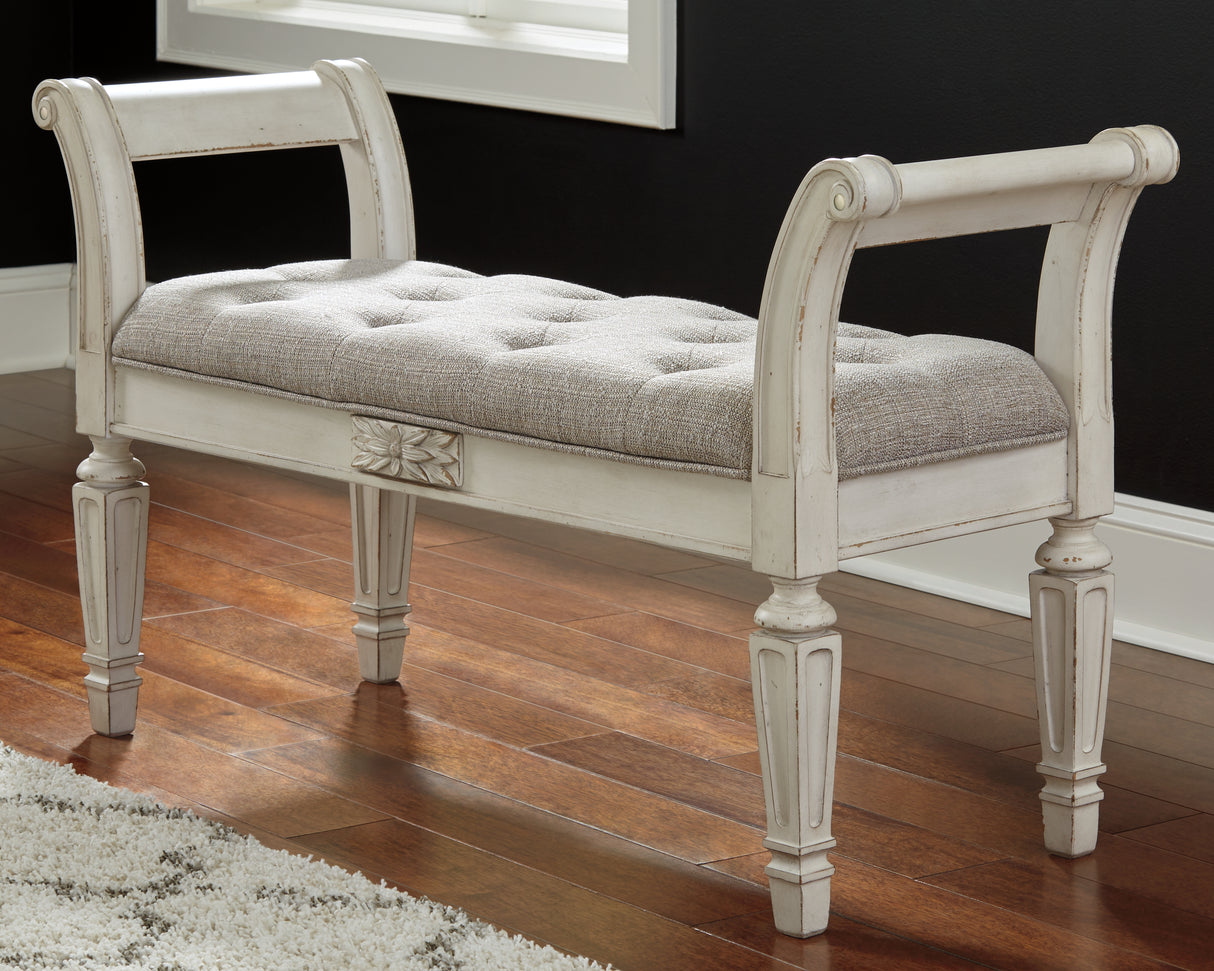 Mega Furniture - Ashley Furniture - Realyn Accent Bench - Accent Bench / Antique White / 46"W x 16"D x 26"H - A3000157