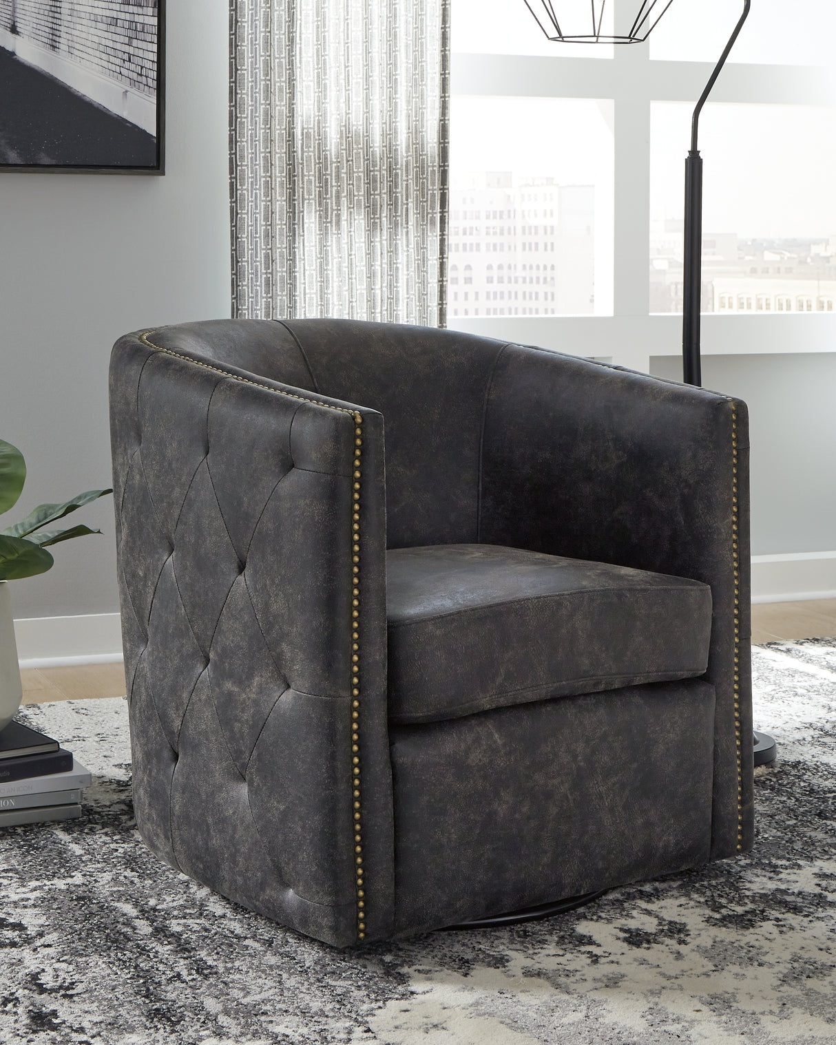 Mega Furniture - Ashley Furniture - Brentlow Swivel Accent Chair - Swivel Accent Chair / Granite - A3000741