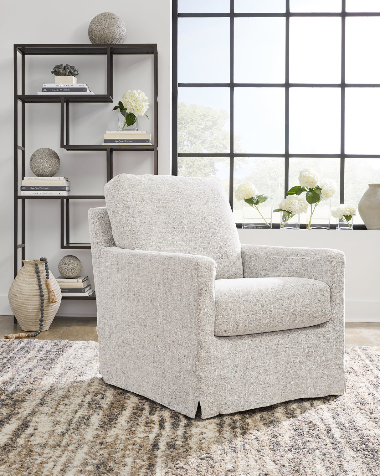 Mega Furniture - Ashley Furniture - Nenana Next-Gen Nuvella Swivel Glider Accent Chair - Swivel Glider Accent Chair / Stone - A3000644