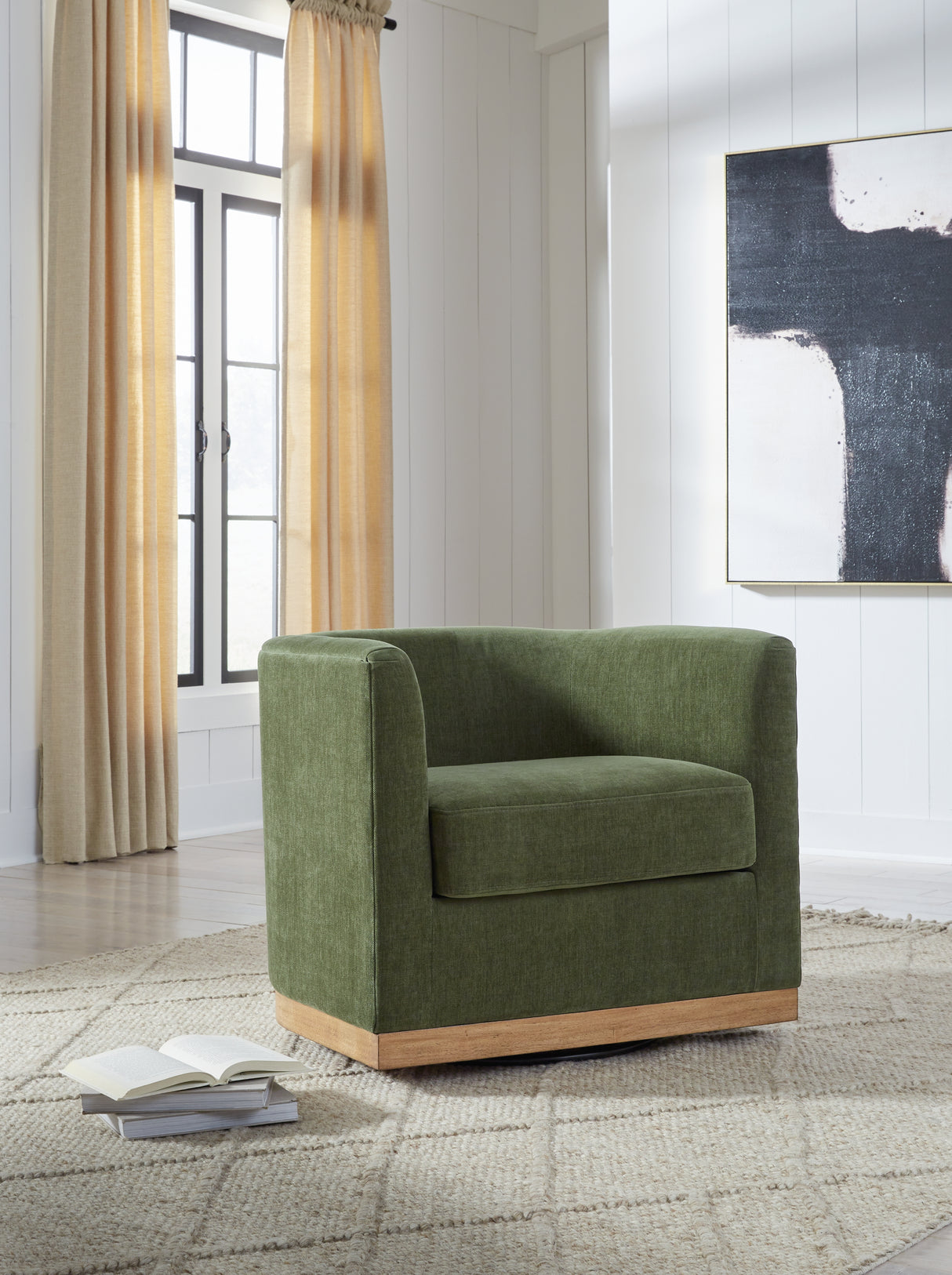 Mega Furniture - Ashley Furniture - Jersonlow Swivel Accent Chair - Swivel Accent Chair / Forest Green - A3000696