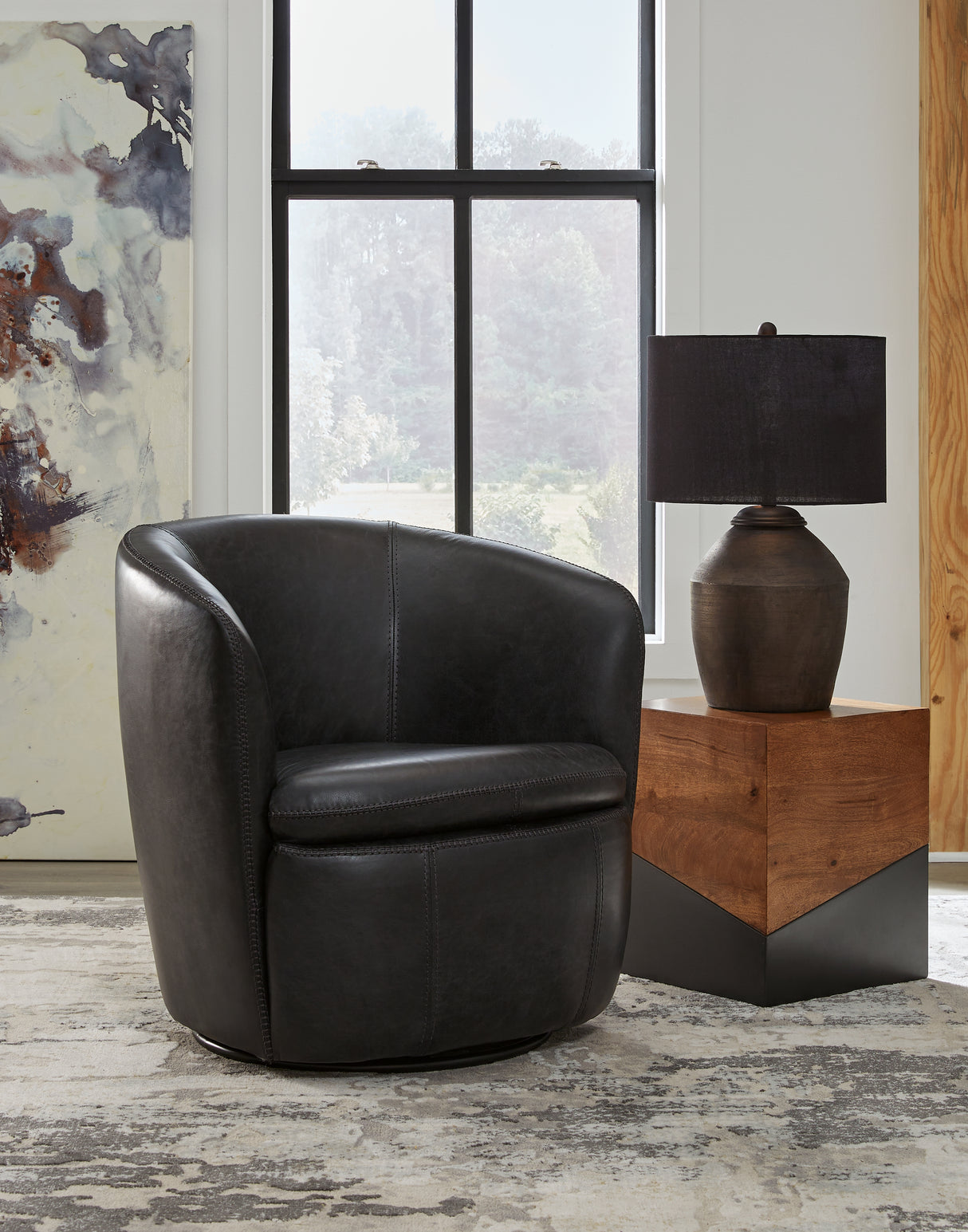 Mega Furniture - Ashley Furniture - Kierreys Swivel Accent Chair - Swivel Accent Chair / Midnight - A3000702