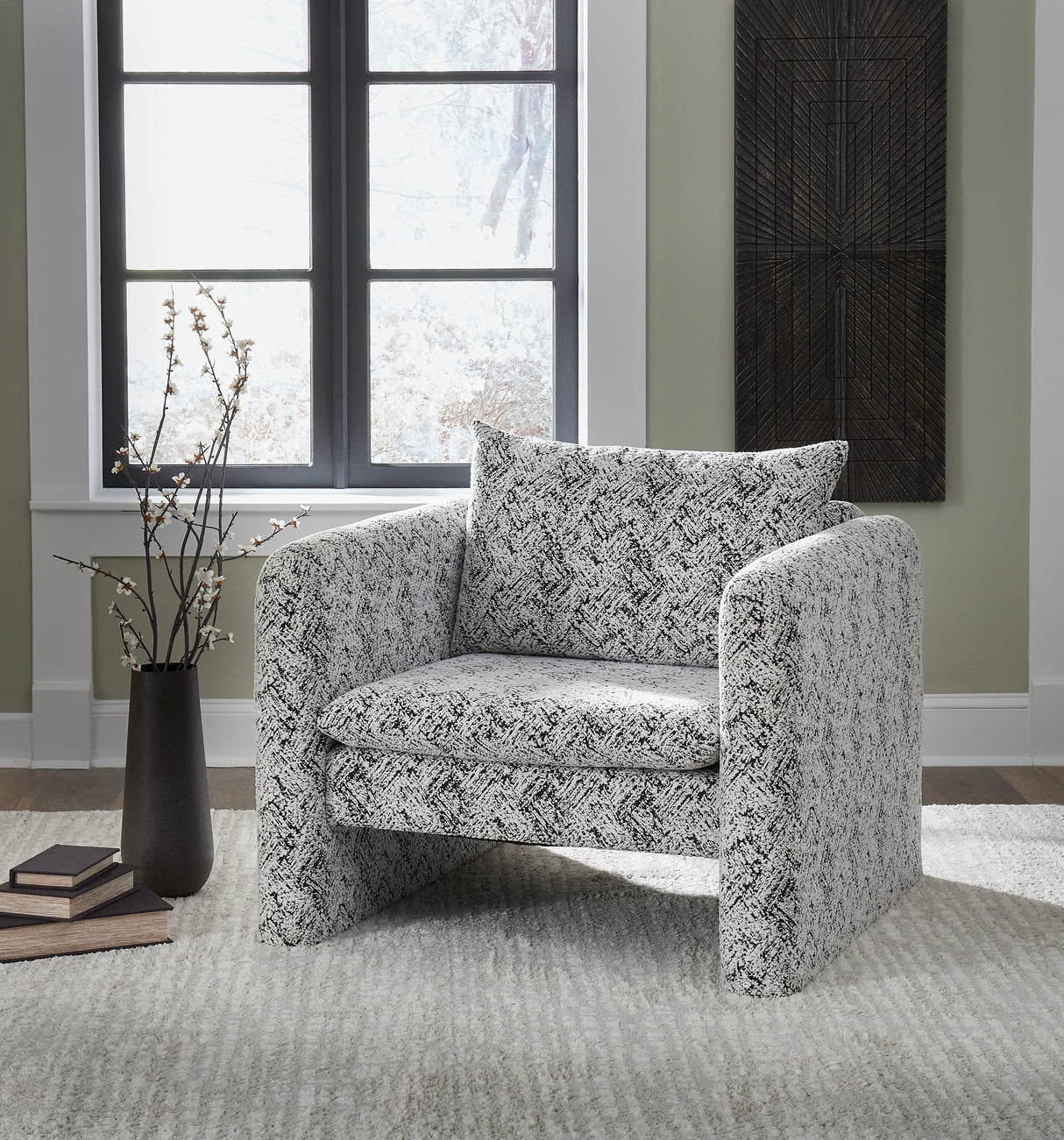 Mega Furniture - Ashley Furniture - Kenbell Accent Chair - Accent Chair / Black/White - A3000705