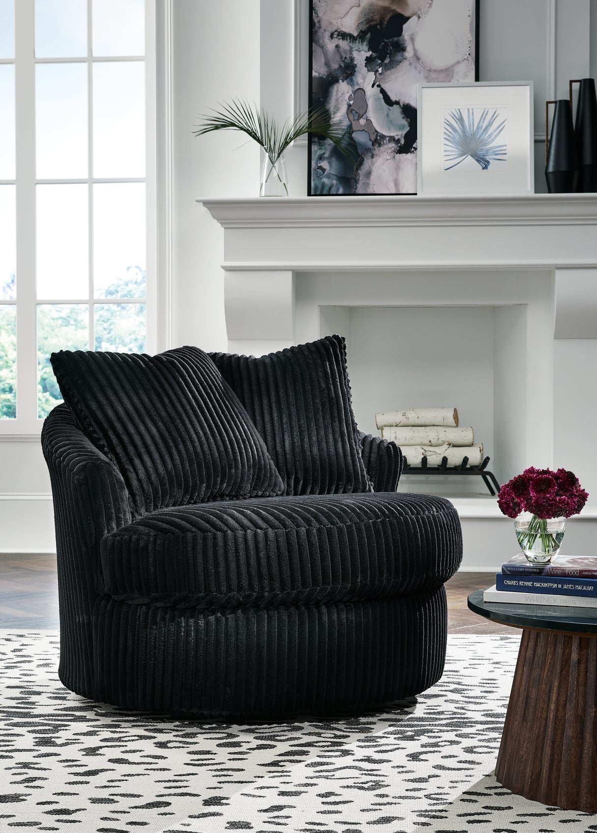 Mega Furniture - Ashley Furniture - Gramwell Swivel Accent Chair - Swivel Accent Chair / Onyx - A3000725